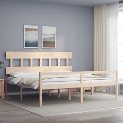 Cama para idosos com cabeceira 200x200 cm madeira maciça