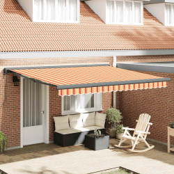Toldo retrátil 4,5x3 m tecido e alumínio amarelo e branco