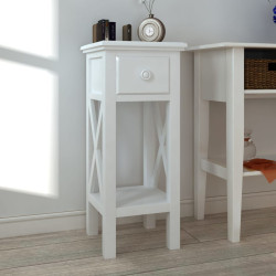 Mesa lateral com gaveta branco