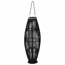 Suporte para vela suspenso em bambu preto 95 cm