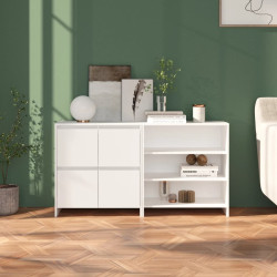 2 Pcs aparador em madeira processada branco