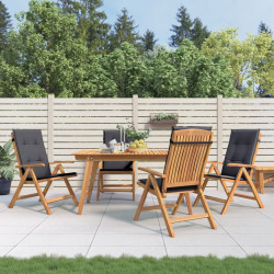 Cadeiras de jardim reclináveis c/ almofadões 4 pcs teca maciça