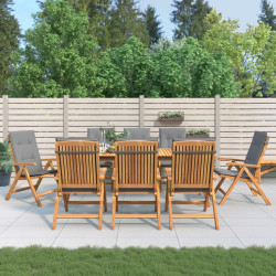 Cadeiras de jardim reclináveis c/ almofadões 8 pcs teca maciça