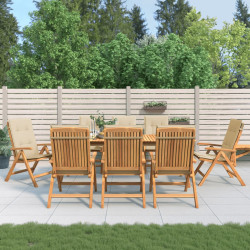 Cadeiras de jardim reclináveis c/ almofadões 8 pcs teca maciça