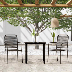 3 Pcs conjunto de jantar para jardim preto