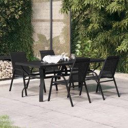 5 Pcs conjunto de jantar para jardim preto