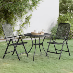 3 Pcs conj. de jantar p/ jardim malha metal expandido antracite