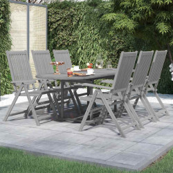 7 Pcs conjunto de jantar jardim madeira acácia maciça