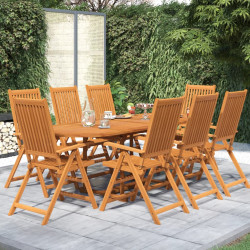 9 Pcs conjunto de jantar para jardim madeira de acácia maciça 160-240 cm