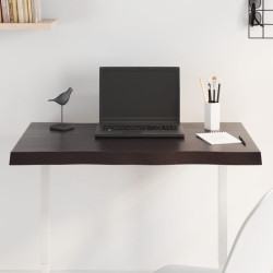 Tampo de mesa com bordas vivas maciço tratado castanho-escuro