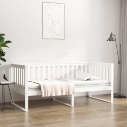 Cama dia sem colchão branco 100x200 cm pinho de madeira maciça