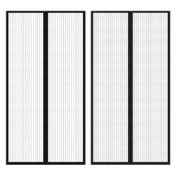 Cortina de porta anti-insetos magnética 210x100cm 2 pcs preto