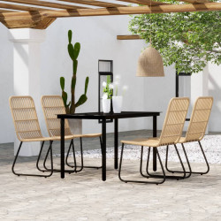 5 Pcs conjunto de jantar para jardim cor de carvalho