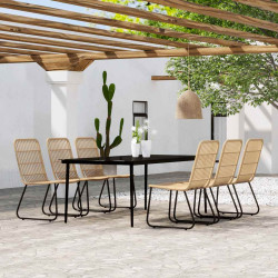 7 Pcs conjunto de jantar para jardim cor de carvalho