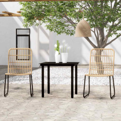 3 Pcs conjunto de jantar para jardim cor de carvalho