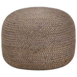 Pufe artesanal 45x30 cm juta cinzento-claro