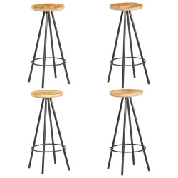 Bancos de bar 4 pcs madeira de mangueira áspera