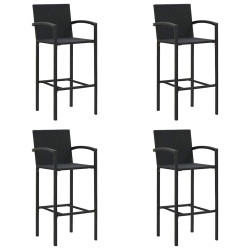 Bancos de bar 4 pcs vime PE preto
