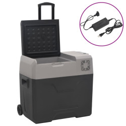 Mala térmica c/ rodas e adaptador 50l polipropileno preto/cinza