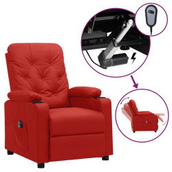 Poltrona reclinável elétrica couro artificial vermelho tinto