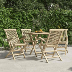 Cadeiras de jardim dobráveis 4 pcs 56x61x89cm teca maciça cinza