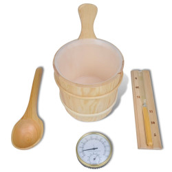 5 Pcs acessórios sauna balde/colher/ampulheta/termo-higrómetro