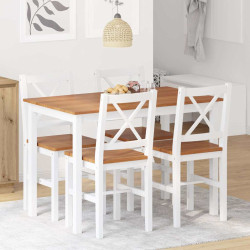 Conjunto de jantar 5 pcs castanho e branco