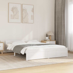 Estrutura de cama 140x190 cm madeira maciça branco