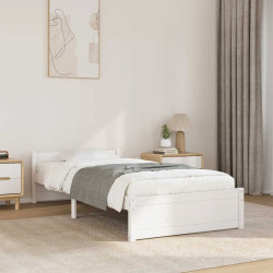 Estrutura de cama solteiro 90x190 cm madeira maciça branco
