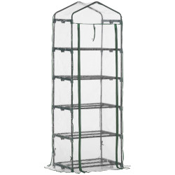Estufa de Jardim Vertical 69x49x193cm com 5 Prateleiras Estufa para Plantas e Cultivos com Cobertura Transparente e Verde de PVC