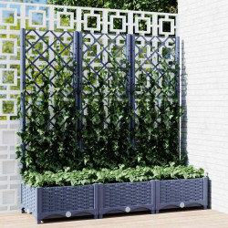 Vaso/floreira jardim c/ treliça 120x40x121,5 cm PP cinzento azul