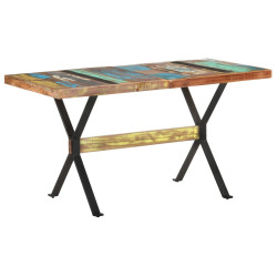 Mesa de jantar 140x70x76 cm madeira recuperada maciça