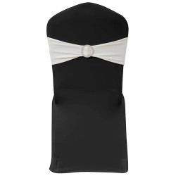 Banda decorativa para cadeira, elástico, em creme com fivela diamante
