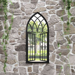 Espelho de jardim p/ uso exterior ferro 100x45 cm preto