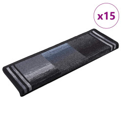 Tapetes de escada autoadesivos 15 pcs 65x21x4 cm preto/cinzento