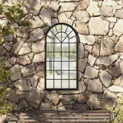 Espelho de jardim p/ uso exterior ferro 90x45 cm preto