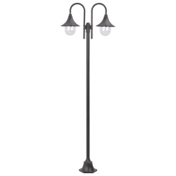Candeeiro de pé p/ jardim c/ 2 braços e27 220cm alumínio bronze