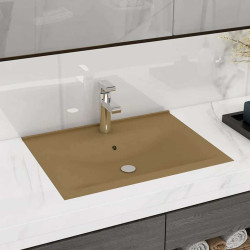 Lavatório c/ orifício de torneira 60x46 cm cerâmica creme mate