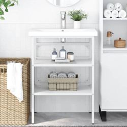 Estrutura p/ lavatório casa de banho ferro 59x38x83 cm branco
