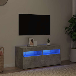 Móvel de TV com luzes LED 90x35x40 cm cinzento cimento