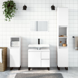 3 Pcs conjunto móveis casa de banho derivados de madeira branco