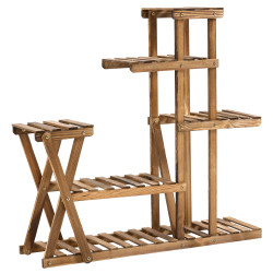 Suporte para Plantas Estante para Plantas de Madeira com 5 Níveis para Interior Exterior 98x28x95 cm Madeira