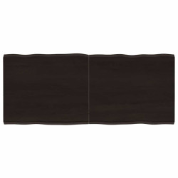 Tampo de mesa com bordas vivas maciço tratado castanho-escuro