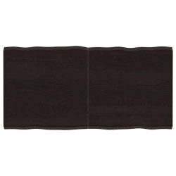 Tampo de mesa com bordas vivas maciço tratado castanho-escuro