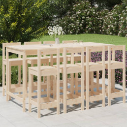 9 Pcs conjunto de bar para jardim pinho maciço