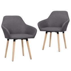 Cadeiras de jantar 2 pcs tecido cinzento-escuro