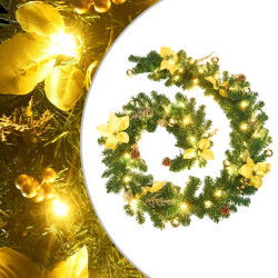 Grinalda de natal com luzes LED 2,7 m PVC verde