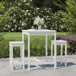 3 Pcs conjunto de bar para jardim pinho maciço branco