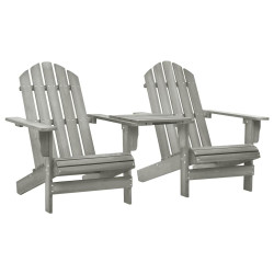 Cadeiras jardim adirondack + mesa centro madeira abeto cinza