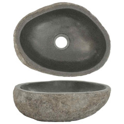 Lavatório de pedra do rio oval (29-38)x(24-31) cm